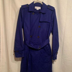 Royal Blue Liz Claiborne Belted Lightweight Trench Coat - M